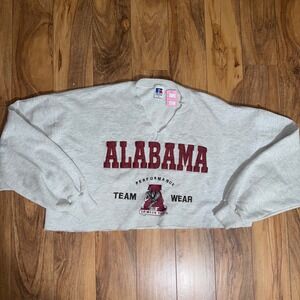 Vintage Russell Athletic Alabama Crimson Tide Cropped Sweatshirt Gray XL USA